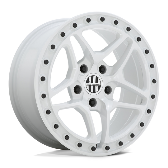 1880BRG105130W71 - Victor Equipment Berg 18X8 5X130  10mm Gloss White With Black Bolts - Victor Equipment Wheels Canada