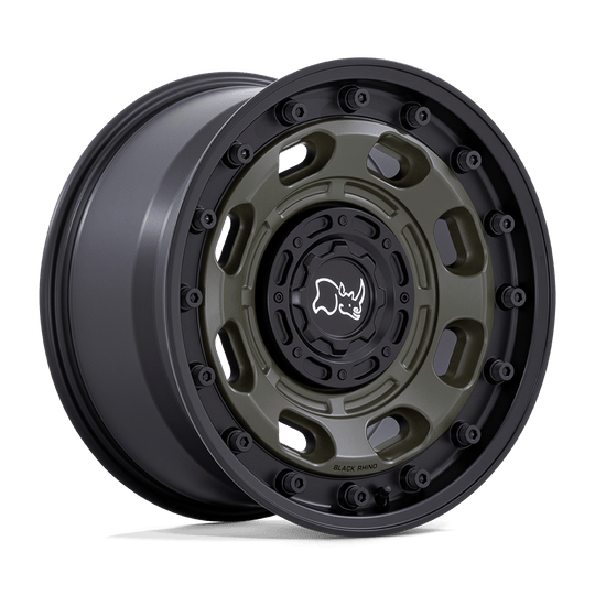 BR007EB17850010N - Black Rhino Atlas 17X8.5 BLANK -10 mm Olive Drab Green With Black Lip - Black Rhino Wheels Canada