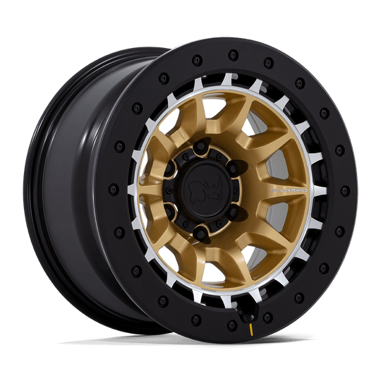 BR016GD17856400 - Black Rhino BR016 Tusk 17X8.5 6X114.3 0mm Matte Gold W Machined Ring - Black Rhino Wheels Canada