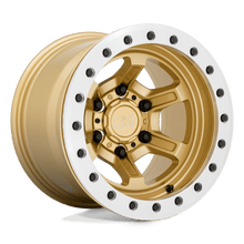 Load image into Gallery viewer, 1510FFT-86140L12 - Black Rhino Offshoot Beadlock 15X10 6X139.7 -38 mm Gloss Gold With Machined Ring - Black Rhino Wheels Canada
