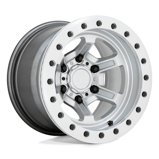 1510FFT-86140S12 - Black Rhino Offshoot Beadlock 15X10 6X139.7 -38 mm Gloss Silver With Machined Face - Black Rhino Wheels Canada