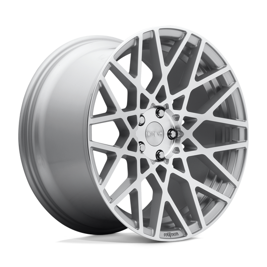 R1101985F8+35 - Rotiform R110 Blq 19X8.5 5X112  35mm Gloss Silver Machined - Rotiform Wheels Canada