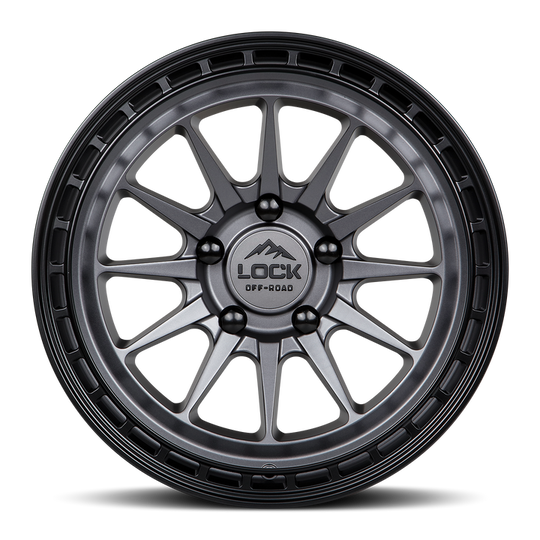 BAJA-7854MG - Lock Off-Road Baja 17X8 5X114.3 ET 40mm Matte Grey with Matte Black Ring - Lock Off-Road Wheels Canada