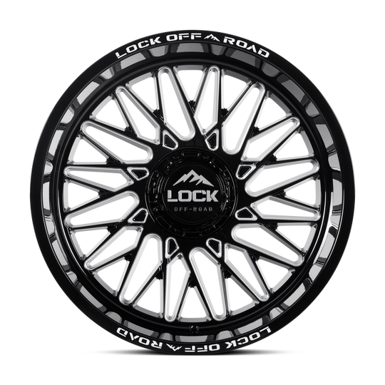 BANDIT-22121GBM - Lock Extreme Bandit 22X10 5X127 / 5X139.7 ET -18mm Gloss Black Milling - Lock Extreme Wheels Canada