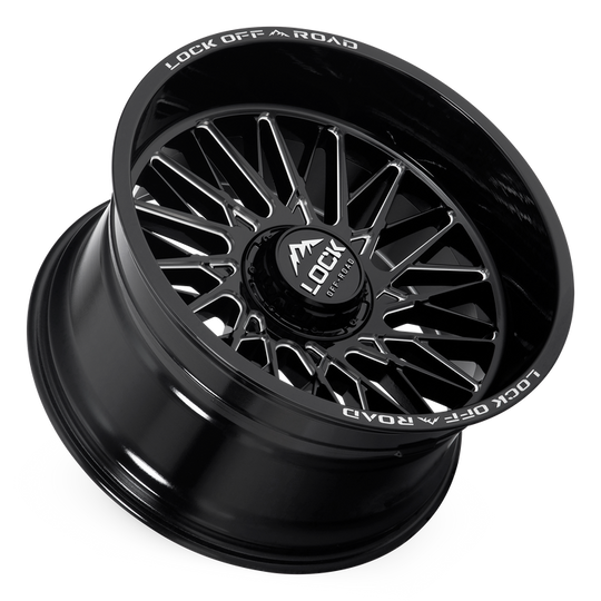 BANDIT-2988GBM - Lock Extreme Bandit 20X9 8X180 ET 1mm Gloss Black Milling - Lock Extreme Wheels Canada