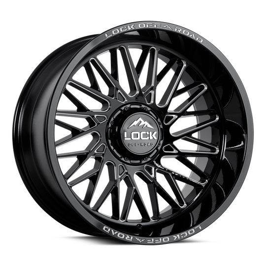 BANDIT-22136GBM - Lock Extreme Bandit 22X10 6X135 / 6X139.7 ET -18mm Gloss Black Milling - Lock Extreme Wheels Canada
