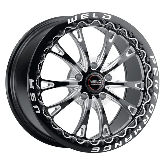 S90870045P40 - Weld Street Performance Belmont Beadlock 17X10 5X112 ET 40mm Gloss Black Milled - Weld Street Performance Wheels Canada