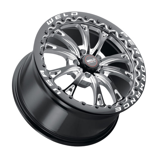 S90870067P50 - WELD Street Performance Belmont Beadlock 17X10 5X114.3 +50mm Gloss Black Milled & Diamond Lip - WELD Street Performance Wheels Canada