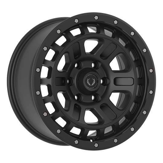BH03180900186139MB - Blackhorn BH03 18X9 6X139.7 18mm Satin Black & Black Lip - Blackhorn Wheels Canada