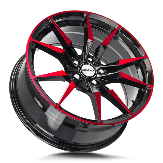 H29750035GBMR - Shift H29 Blade 17X7.5 5X100 35mm Gloss Black Candy Red Machine - Shift Wheels Canada