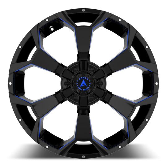A121-2010-32-138 - Armed OffRoad Bomber 20X10 6X135 ET 0mm Gloss Black Blue Milled - Armed OffRoad Wheels Canada