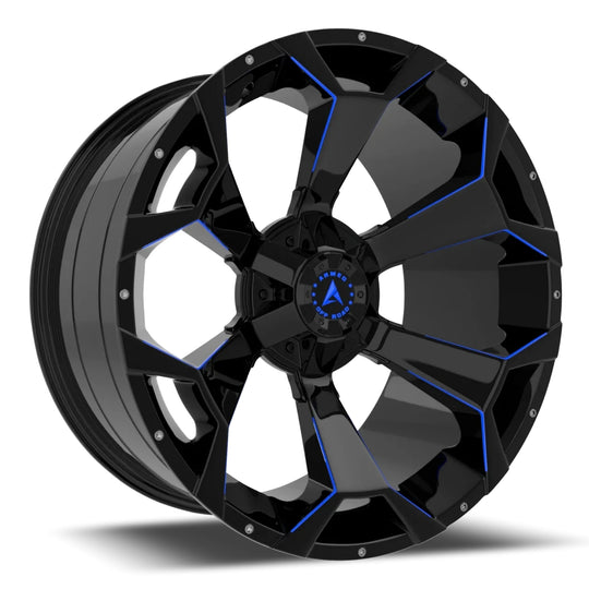A121-2010-10-140 - Armed OffRoad Bomber 20X10 Blank ET 0mm Gloss Black Blue Milled - Armed OffRoad Wheels Canada