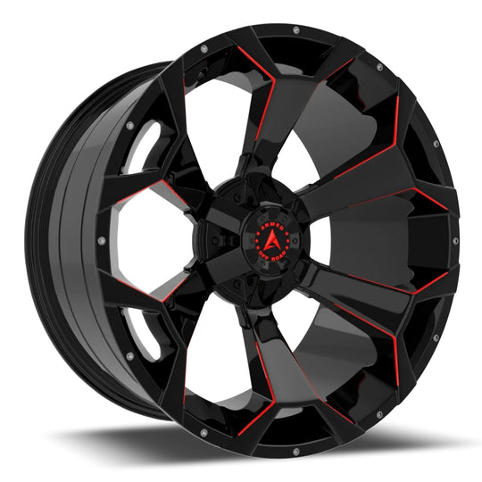 A123-2010-10-140 - Armed OffRoad Bomber 20X10 Blank ET 0mm Gloss Black Red Milled - Armed OffRoad Wheels Canada