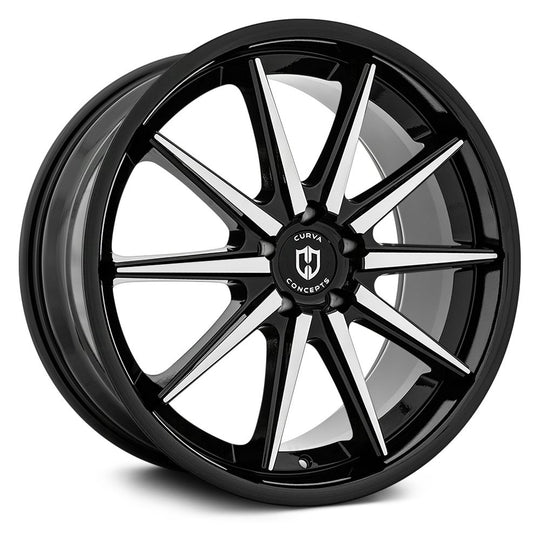 C24-2090BLNK3573BMF - Curva C24 20X9 Blank 35mm Gloss Black Machine Face - Curva Wheels Canada
