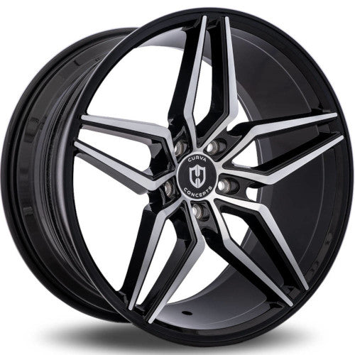 C25-20101204072BMF - Curva C25 20X10 5X120 40mm Gloss Black Machine Face - Curva Wheels Canada