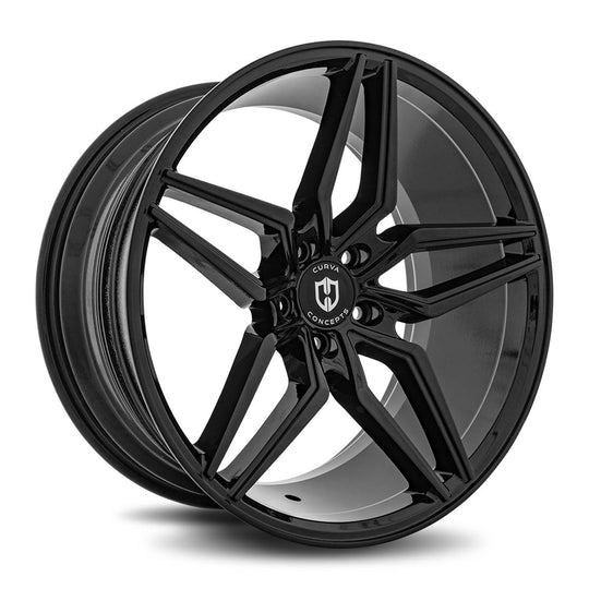 C25-18951203572BLK - Curva C25 18X9.5 5X120 35mm Gloss Black - Curva Wheels Canada