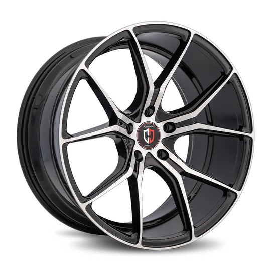 C42-20851143573BMF - Curva C42 20X8.5 5X114.3 35mm Gloss Black Machine Face - Curva Wheels Canada