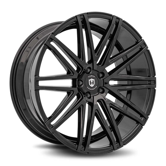 C48-201051144073BLK - Curva C48 20X10.5 5X114.3 40mm Gloss Black - Curva Wheels Canada