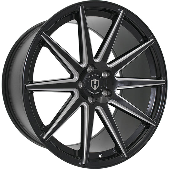 C49-201051124066BMW - Curva C49 20X10.5 5X112 40mm Gloss Black Milled - Curva Wheels Canada