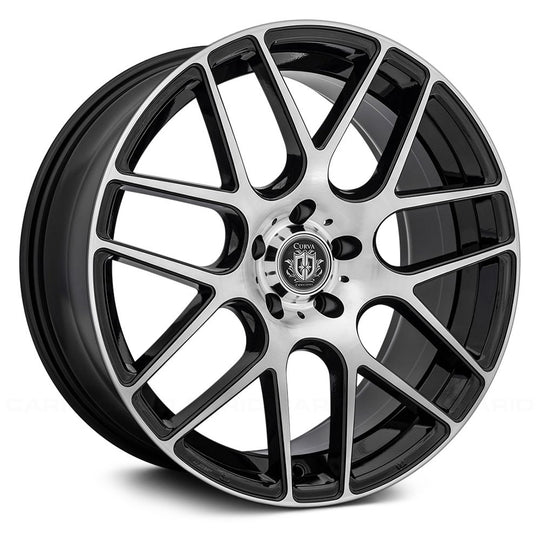 C7-19951204072BMF - Curva C7 19X9.5 5X120 40mm Gloss Black Machine Face - Curva Wheels Canada