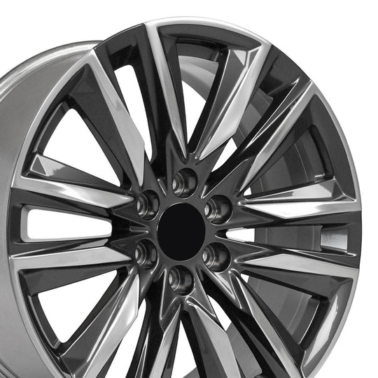 CA91-22090-6550-28PG - OE Wheels Replica CA91 22X9 6X139.7 ET28mm Gloss Gunmetal with Polished Face - OE Wheels Wheels Canada
