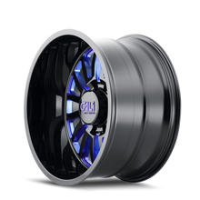 Charger l&#39;image dans la galerie, 9110-2185BTB - Cali Off-Road Summit 20X10 5X139.7 -25mm Gloss Black With Blue Milled Spokes - Cali Off-Road Wheels Canada