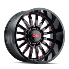 Charger l&#39;image dans la galerie, 9110-2183BTR - Cali Off-Road Summit 20X10 6X139.7 -25mm Gloss Black With Red Milled Spokes - Cali Off-Road Wheels Canada