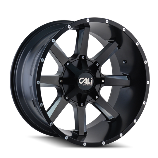 9100-22276M - Cali Off-Road Busted 22X12 8X165.1 / 8X170 ET -44mm Satin Black Milled - Cali Off-Road Wheels Canada