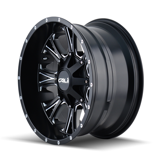 9101-2978M18 - Cali Off-Road Americana 20X9 8X180 18mm Satin Black With Milled Spokes - Cali Off-Road Wheels Canada