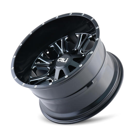 9101-2978M18 - Cali Off-Road Americana 20X9 8X180 18mm Satin Black With Milled Spokes - Cali Off-Road Wheels Canada