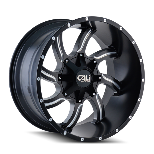 9102-2978M0 - Cali Off-Road Twisted 20X9 8X180 /  ET 0mm Satin Black Milled - Cali Off-Road Wheels Canada