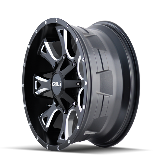 9103-2978M - Cali Off-Road Anarchy 20X9 8X180 0mm Satin Black With Milled Spokes - Cali Off-Road Wheels Canada