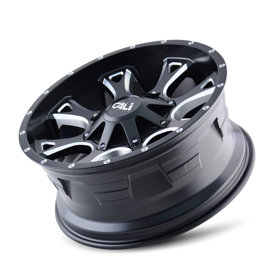 9103-2252M - Cali Off-Road Anarchy 20X12 5X127 -44mm Satin Black With Milled Spokes - Cali Off-Road Wheels Canada