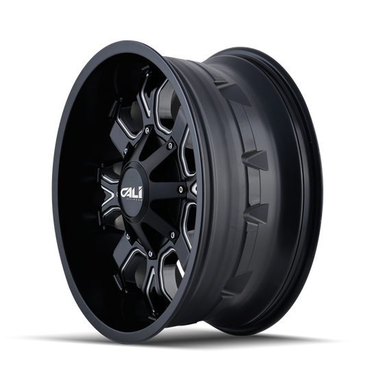 9104-2937M - Cali Off-Road Dirty 20X9 6X135 0mm Satin Black With Milled Spokes - Cali Off-Road Wheels Canada