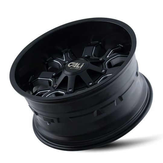 9104-2994M18 - Cali Off-Road Dirty 20X9 6X120 18mm Satin Black With Milled Spokes - Cali Off-Road Wheels Canada