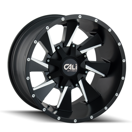 9106-2976M - Cali Off-Road Distorted 20X9 8X165.1 / 8X170 ET 0mm Satin Black Milled - Cali Off-Road Wheels Canada