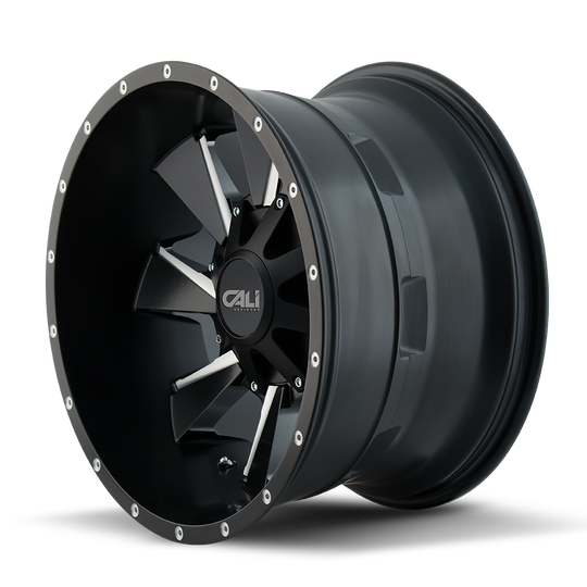 9106-2178M - Cali Off-Road Distorted 20X10 8X180 -19mm Satin Black With Milled Spokes - Cali Off-Road Wheels Canada