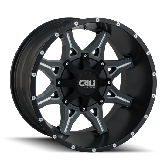 9107-2137M - Cali Off-Road Obnoxious 20X10 6X135 -19mm Satin Black With Milled Spokes - Cali Off-Road Wheels Canada