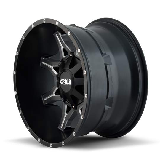 9107-2278M - Cali Off-Road Obnoxious 20X12 8X180 -44mm Satin Black With Milled Spokes - Cali Off-Road Wheels Canada