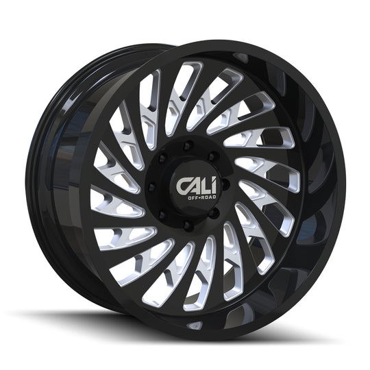 9108-2183P-30 - Cali Off-Road Switchback 20X10 6X139.7 -30mm Polished With Milled Spokes - Cali Off-Road Wheels Canada