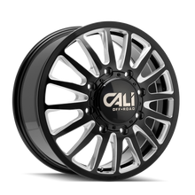 Load image into Gallery viewer, 9110D-2877BMR192 - Cali Off-Road Summit Dually 20X8.25 8X200 /  ET -192mm Gloss Black Milled - Cali Off-Road Wheels Canada