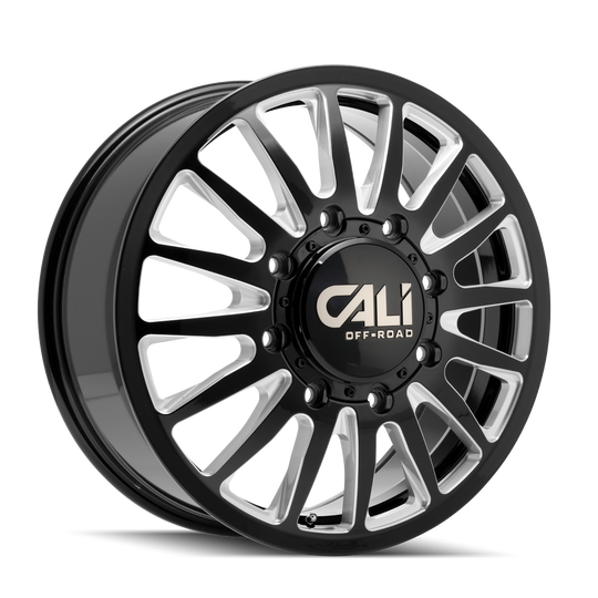 9110D-2870BMR192 - Cali Off-Road Summit Dually 20X8.25 8X170 /  ET -192mm Gloss Black Milled - Cali Off-Road Wheels Canada
