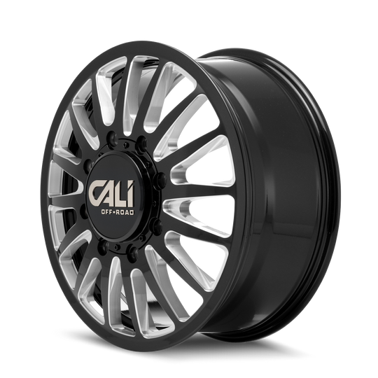 9110D-22877BMR192 - Cali Off-Road Summit Dually 22X8.25 8X200 /  ET -192mm Gloss Black Milled - Cali Off-Road Wheels Canada