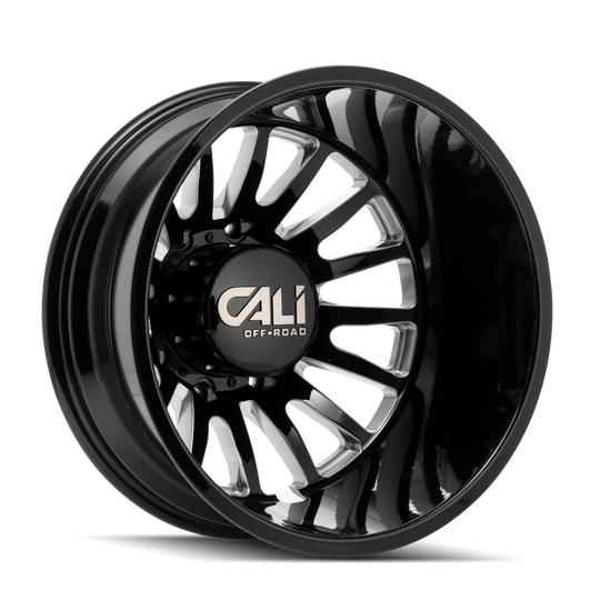 9110D-22879BMR232 - Cali Off-Road Summit Dually 22X8.25 8X210 /  ET -232mm Gloss Black Milled - Cali Off-Road Wheels Canada