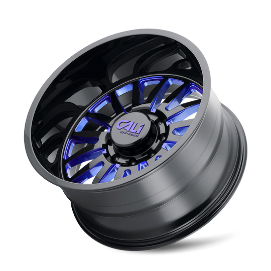 9110-24470BTB - Cali Off-Road Summit 24X14 8X170 /  ET -76mm Gloss Black Milled Prism Blue - Cali Off-Road Wheels Canada