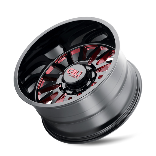 9110-2181BTR - Cali Off-Road Summit 20X10 8X165.1 /  ET -25mm Gloss Black Milled Prism Red - Cali Off-Road Wheels Canada