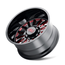 Load image into Gallery viewer, 9110-2985BTR - Cali Off-Road Summit 20X9 5X139.7 /  ET 0mm Gloss Black Milled Prism Red - Cali Off-Road Wheels Canada