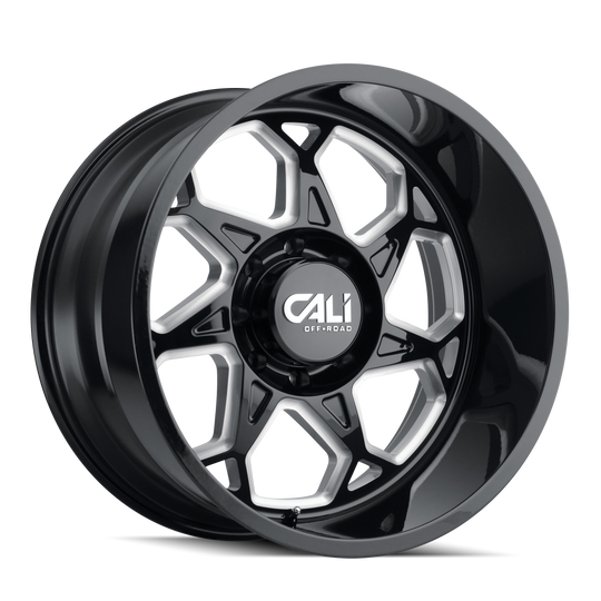 9111-2173BM - Cali Off-Road Sevenfold 20X10 5X127 /  ET -25mm Gloss Black Milled - Cali Off-Road Wheels Canada