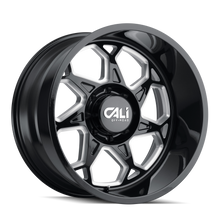 Load image into Gallery viewer, 9111-24236BM - Cali Off-Road Sevenfold 24X12 6X135 /  ET -51mm Gloss Black Milled - Cali Off-Road Wheels Canada