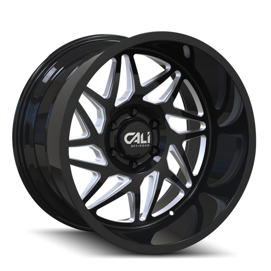 9112-24470BM - Cali Off-Road Gemini 24X14 8X170 /  ET -76mm Gloss Black Milled - Cali Off-Road Wheels Canada